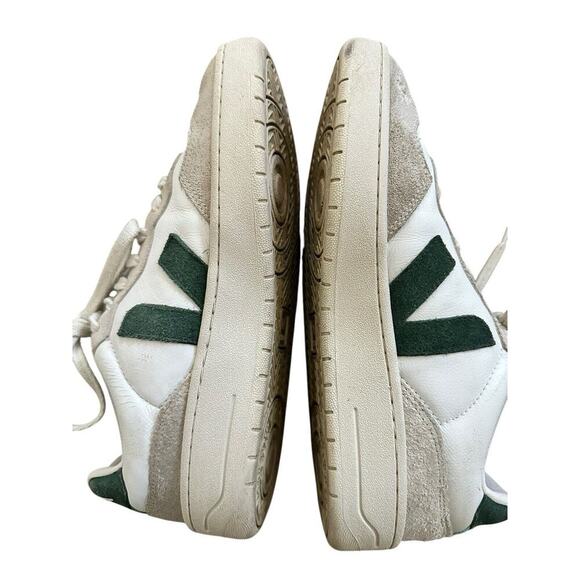 VEJA V-90 leather and suede sneakers - White (Green V Logo) Size 8
